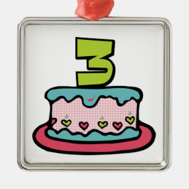 3歳のお誕生日ケーキ メタルオーナメント