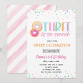 3歳のとっても素敵なドーナツのお誘い 招待状 (正面/裏面)