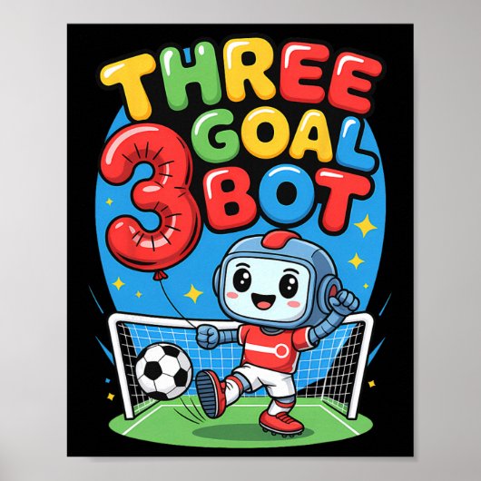 3歳のサッカー好きな子に最適なギフト - 3周年記念 ポスター (正面)