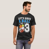 3歳のスポーツ誕生日パーティー 3歳の男の子の誕生日 Tシャツ (正面フル)