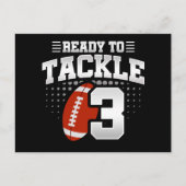 3歳のタックルフットボールパーティー 子供の3歳の誕生日 ポストカード (正面)