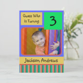 3歳のバースデーパーティ招待状の男の子 招待状 (スタンド正面)