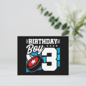3歳のホッケーパーティーテーマ 3歳の誕生日男の子 ポストカード (スタンド正面)