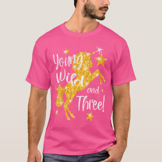 3歳のユニコーンの誕生日おめでとう ユング・ワイルド Tシャツ