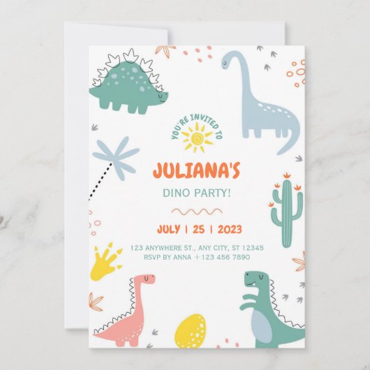 「3歳のレックスの誕生日パーティーへようこそ」 招待状 (正面)