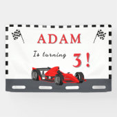 3歳のレーシングカーレーサー誕生日パーティーバナー 横断幕 (横)