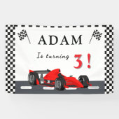 3歳のレーシングカーレーサー誕生日パーティーバナー  横断幕 (横)