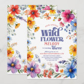 3歳のワイルドフラワー 3rd バースデー 招待状 (正面/裏面)
