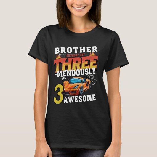 3歳の兄誕生日少年レース Tシャツ (正面)