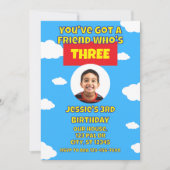 3歳の友達ができました、3歳の誕生日おめでとう 招待状 (正面)