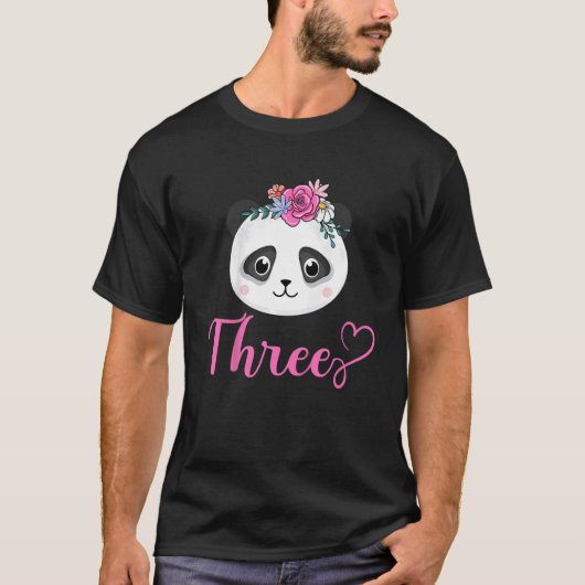3歳の子供たちパンダユニーのための3歳の誕生日の衣装 Tシャツ (正面)