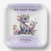 3歳の少女ドラゴン ペーパープレート (正面)