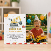 3歳の建設業お誕生日お祝い写真ありがとうカード