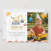 3歳の建設業お誕生日お祝い写真ありがとうカード (正面)