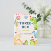 3歳の恐竜の誕生日パーティー ポストカード (スタンド正面)
