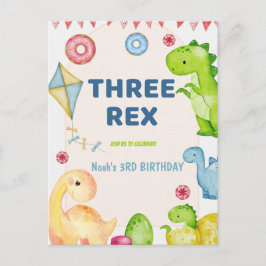 3歳の恐竜の誕生日パーティー ポストカード