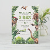 3歳の恐竜の誕生日パーティー 招待状 (スタンド正面)