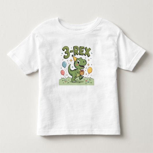 3歳の恐竜の誕生日プレゼントに最適なTシャツ - かわいい トドラーTシャツ (正面)