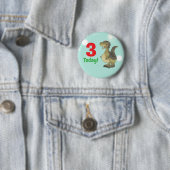 3歳の恐竜の誕生日 - 3歳の誕生日の恐竜 缶バッジ (インサイチュ)