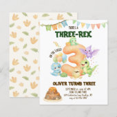 3歳の恐竜好きな男の子のためのパーティーデザイン Three-Rex Dino (正面/裏面)