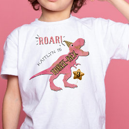 3歳の恐竜 三周年 お子様用Tシャツ トドラーTシャツ