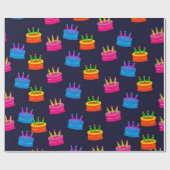 3歳の明るい色の子供の誕生日 ラッピングペーパー (フラット)