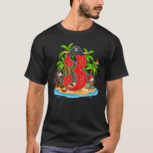 3歳の海賊誕生日ArrパイレーツシップArr 3r Tシャツ (正面)