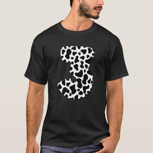 3歳の牛のテーマ 牛の3歳の誕生日パーティー Tシャツ (正面)