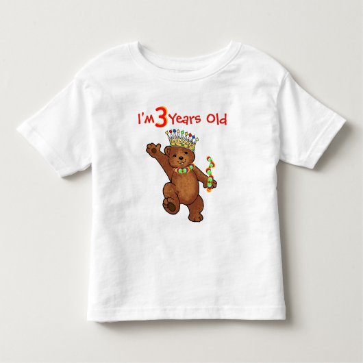 3歳の王室のなくまの誕生日 トドラーTシャツ (正面)