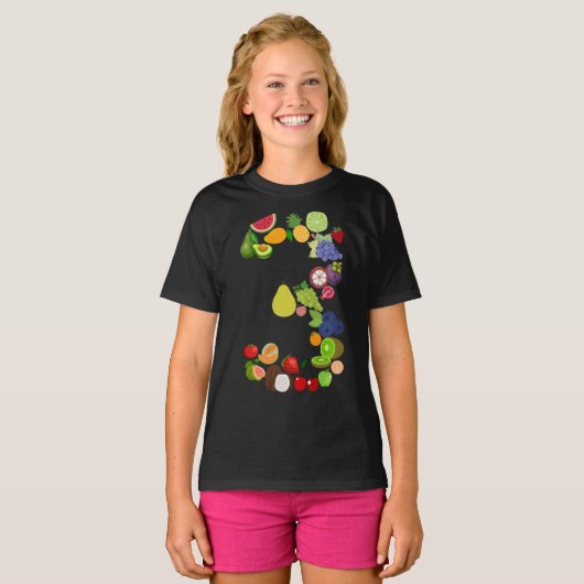 3歳の男の子のための3番目の誕生日の果物3番号 Tシャツ (正面フル)