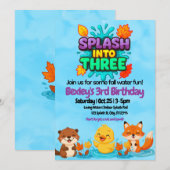 3歳の秋の水遊びバースデー 招待状 (正面/裏面)