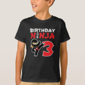 3歳の空手忍者パーティーキッズ3歳の誕生日 Tシャツ (正面)