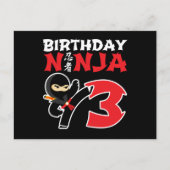 3歳の空手忍者パーティー 子供の3歳の誕生日 ポストカード (正面)