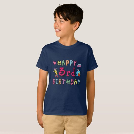 3歳の誕生日おめでとうございます Tシャツ (正面フル)