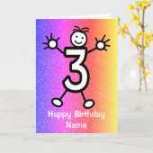 3歳の誕生日おめでとうカード カード (黄色い花)