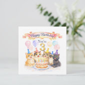 3歳の誕生日おめでとうカード 女の子用 (スタンド正面)