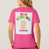 3歳の誕生日おめでとうバルーン デザイン Tシャツ (裏面)