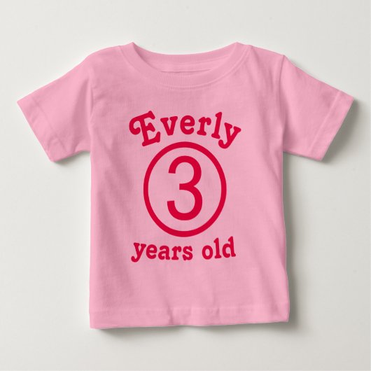 3歳の誕生日おめでとう ピンク ベビーTシャツ (正面)