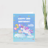 3歳の誕生日おめでとう ユニコーン バースデーケーキ カード (正面)