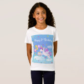 3歳の誕生日おめでとう ユニコーン バースデーケーキ Tシャツ (正面フル)