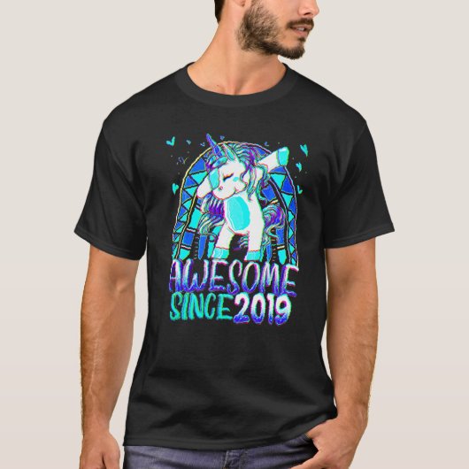3歳の誕生日おめでとう レインボー ダビング ユニコーン ギ Tシャツ (正面)