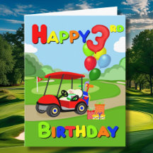 3歳の誕生日おめでとう レッド ボーイズ ゴルフ カード