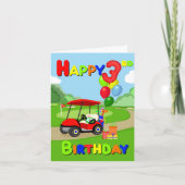 3歳の誕生日おめでとう レッド ボーイズ ゴルフ カード (正面)
