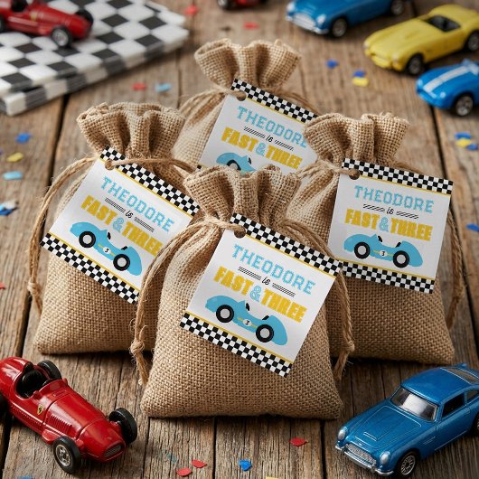 3歳の誕生日おめでとう!レーシングカーパーティー フェイバータグ
