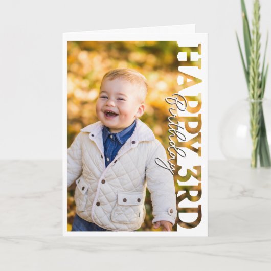 3歳の誕生日おめでとう 写真入りカード サンキューカード (正面)