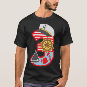 3歳の誕生日おめでとう 小さなヨット 男の子 Tシャツ