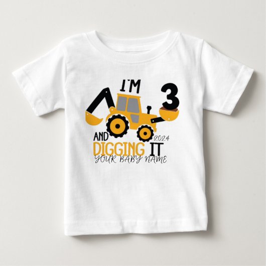    ﻿3歳の誕生日おめでとう 建設  ベビーTシャツ (正面)