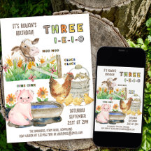 3歳の誕生日おめでとう！牧場の動物テーマ I-E-I-O Boys
