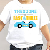 3歳の誕生日おめでとう Fast & Three レーシングカー トドラーTシャツ