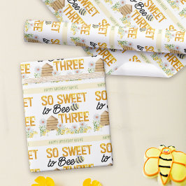 3歳の誕生日おめでとう So Sweet to Bee Three ビーハイブ ラッピングペーパー